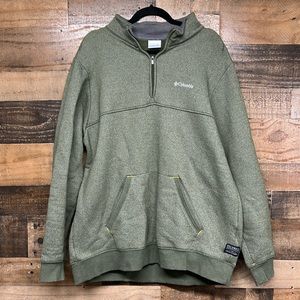 Columbia 1/4 Zip Fleece Pullover Sweater Men's Large Green Mock Neck Men's Sz XL